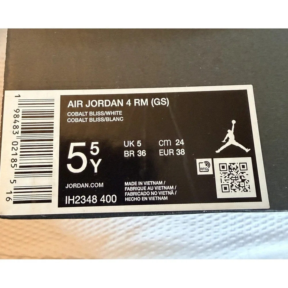 Nike Air Jordan 4 RM (GS) - Cobalt Bliss/White - IH2348 400 Big Kid Size 5.5 NIB